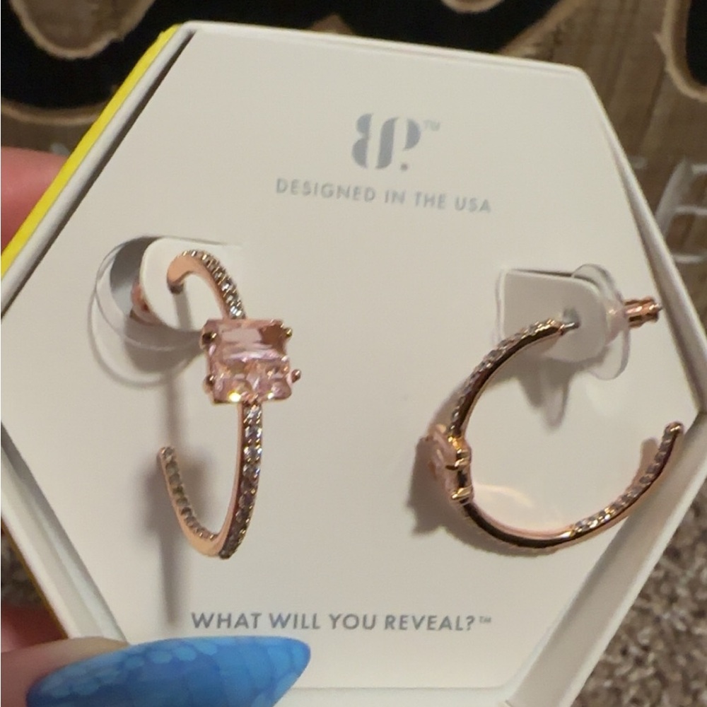 Bomb Party Elegant Pink Stone Hoop Earrings